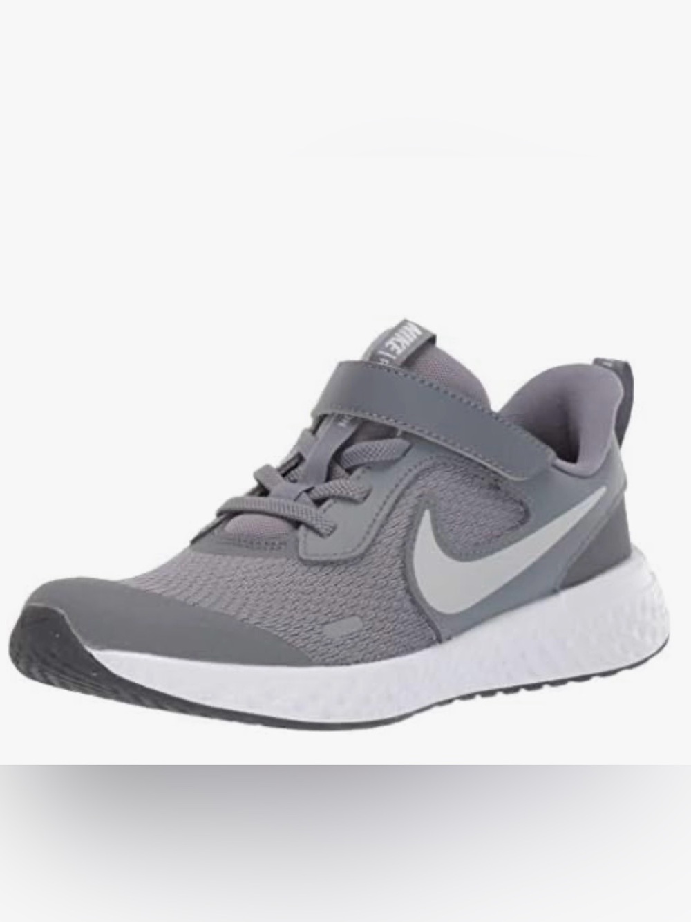 Nike Kids' Gray Revolution 5 Mesh Sneaker with Velcro